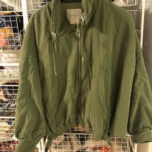 Anthropologie olive green bomber jacket